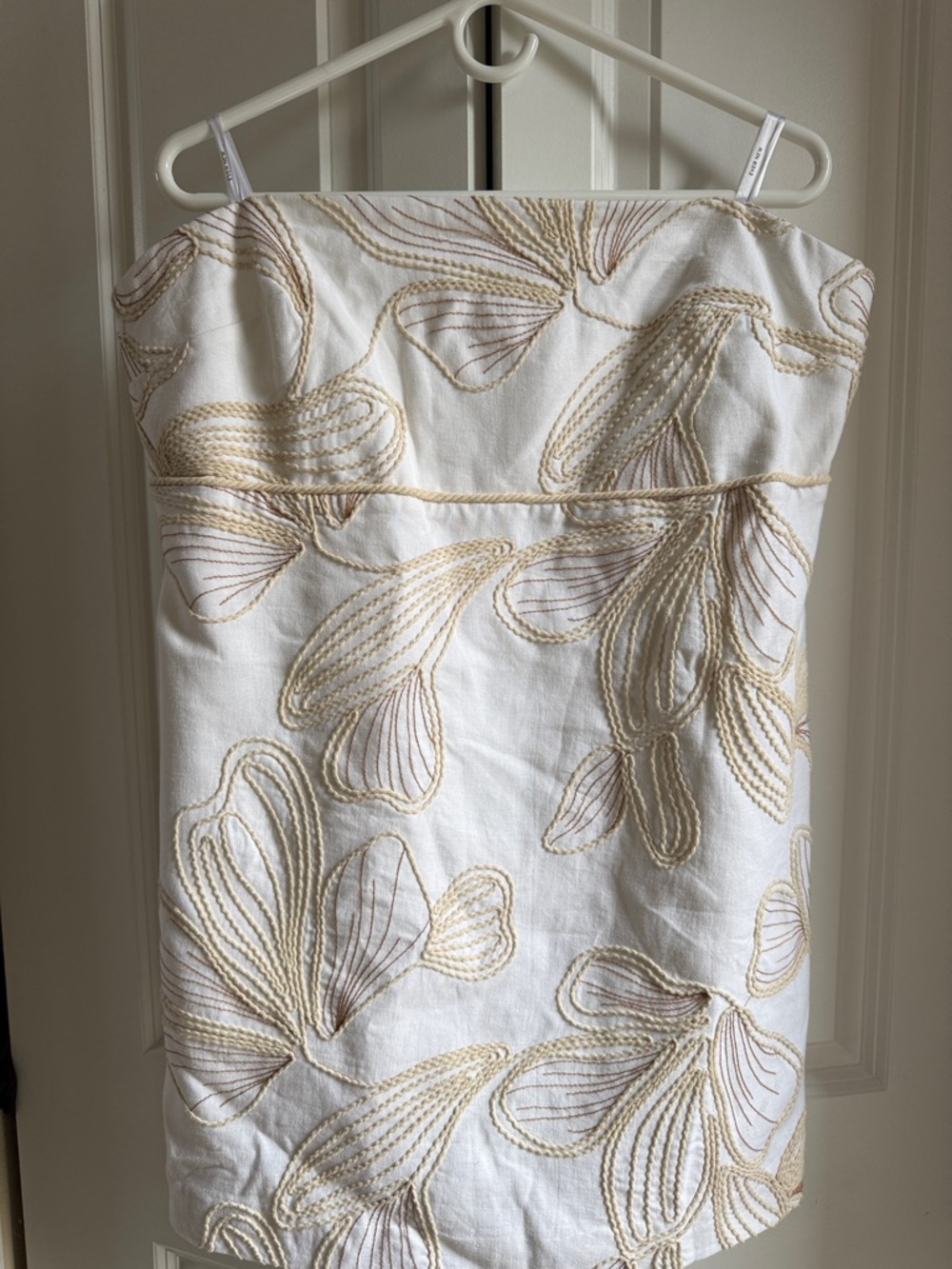 Ever New White Strapless Dress with Gold Embroidery